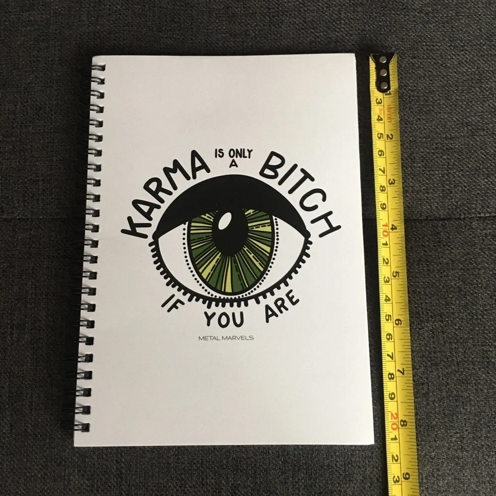 “Karma Is Only A B**** If You Are” Notebook, Journal, White, Green, ~65 pages